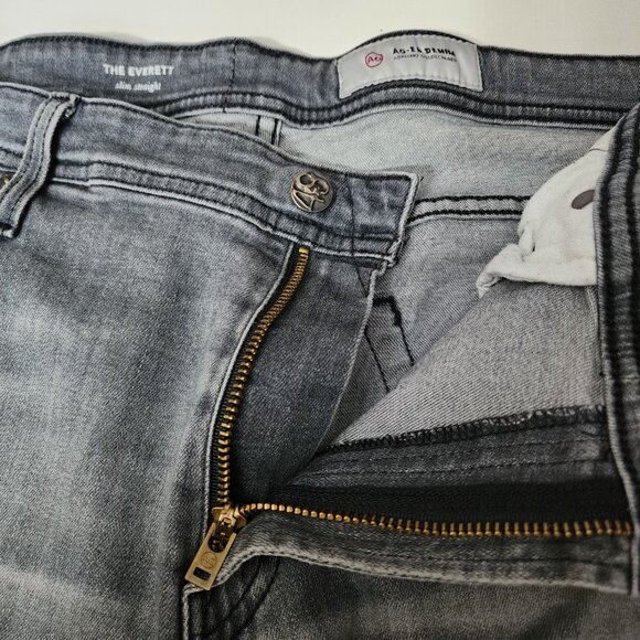 AG Adriano Goldschmied Gray Wash Stretch Denim Everett Slim Straight Jeans - Picture 5 of 9